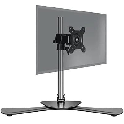 Image of Duronic Computer Monitor Arms Stand DM751 Single Freestanding PC Arm Desk Mount Adjustable Stands for VESA 75/100 One 15 24 Inch LED LCD Screen 8kg Capacity Mounts Tilt 15/+15 Rotate 360 Black
