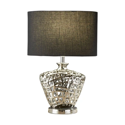 Image of Network 1 Light Table Lamp Chrome with Black Shade, E27