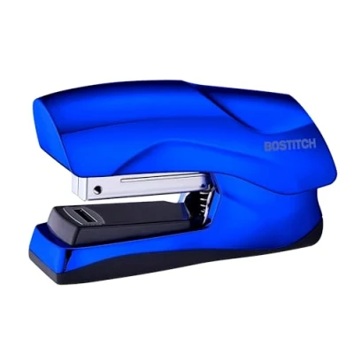 Image of Bostitch Office Heavy Duty Stapler, 40 Sheet Capacity, No Jam, Half Strip, Fits into The Palm of Your Hand, for Classroom, or Desk, Metallic Blue
