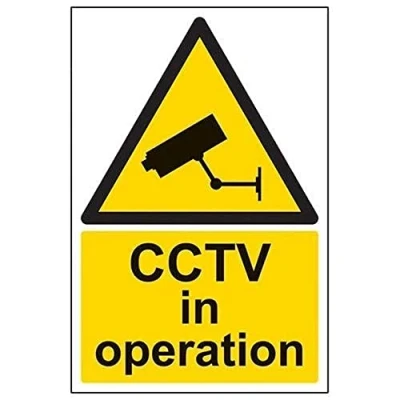 Image of V Safety Warning Cctv In Operation Sign Portrait Black/Yellow 200 mm x 300 1 Rigid Plastic