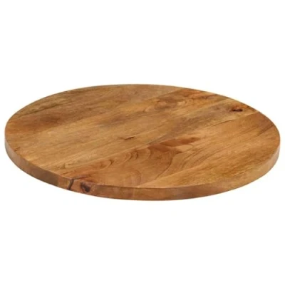 Image of vidaXL Solid Mango Wood Table Top 40x2.5 cm Round, Rustic Brown Wooden Surface for Customizable Bases in Home/Living Room