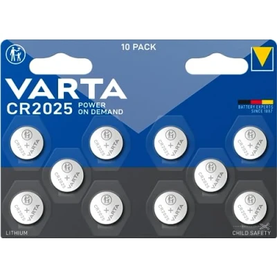 Image of Varta Power on Demand CR2025 Lithium Button Cell 3 V Pack of 10 Smart, Flexible, Powerful for Mobile End Consumers e.g. Smart Home Devices, Car Keys and Other Applications