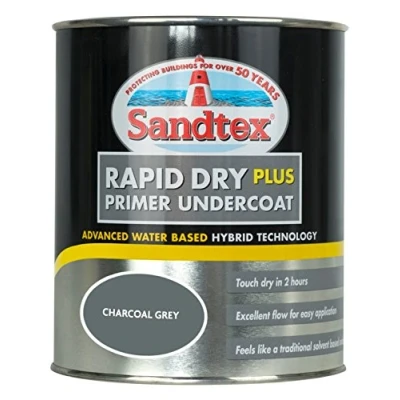 Image of Sandtex Retail Rapid Dry Plus Primer Undercoat Charcoal Grey 0.75 L