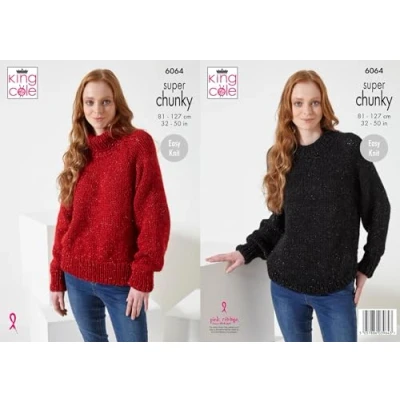 Image of King Cole Celestial Super Chunky Knitting Pattern Ladies Sweaters (6064)