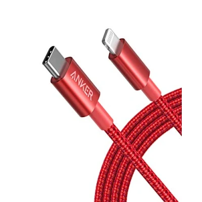 Image of Anker USB C to Lightning Cable New Nylon (6ft, MFi Certified) for iPhone 14/14 Pro/13/13 Pro/12 Pro Max /12/11 /X/XS/XR/ 8 Plus/AirPods Pro, Supports Power Delivery Red)