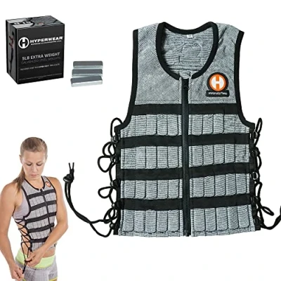 Image of HYPERWEAR Hyper Vest PRO Unisex 10 Pound Adjustable Weighted for Fitness Workouts, X Large, Grey