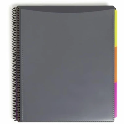 Image of Smead 24 Pocket Poly Project Organizer, Letter Size, 1/3 Cut tab, Gray with Bright Colors (89206),Yellow, Pink, Lime, Blue, Purple,11 3/4 x 10 1/2 1\