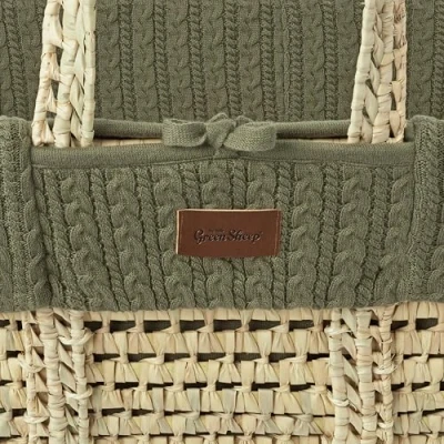 Image of The Little Green Sheep Moses Basket Liner, Cotton, Juniper