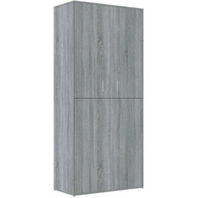 Image of vidaXL Grey Sonoma Shoe Cabinet Spacious Storage Solution with Six Compartments and Hanging Rod Engineered Wood Construction Modern Style Design