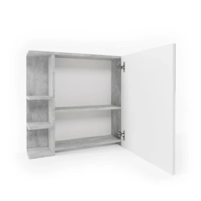 Image of Vicco Bathroom mirror cabinet Fynn, Concrete/White, 80 x 64 cm
