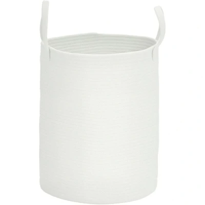 Image of HOMCOM 36L Laundry Hamper, Cotton Rope Basket with Handles, Collapsible Washing Bin, 38 x 45cm, Cream White