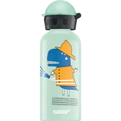Image of SIGG Aluminium Kids Water Bottle KBT Fire Dino Leakproof Lightweight BPA Free Climate Neutral Certified Light Green 0.4L