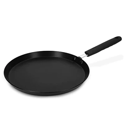 Image of Navaris Non Stick Pancake Pan 26cm Induction Safe Aluminium Crepe Round Griddle with Handle Large Frying Skillet for Crepes, Fried Eggs, Dosa