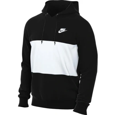 Image of Nike Club Hooded Sweatshirt Black/White/White M
