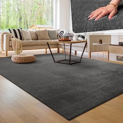 Image of Paco Home Living Room Rug Fluffy Washable in Short Pile Soft, Size:160x220 cm, Colour:Anthracite