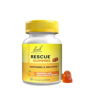 Image of Rescue Gummies with B Vitamins (30 Pack), Contributes Towards Reduction of Tiredness and Fatigue, Vitamin B6 B12 Bach Flower Essences, Vegan, Orange Flavoured, 30