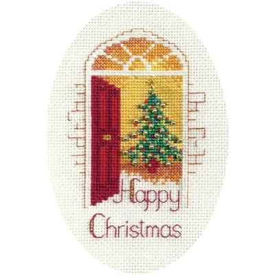 Image of Bothy Threads Cross Stitch Kit Christmas Card Warm Welcome