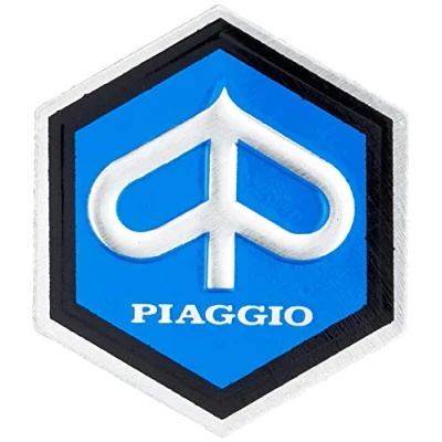 Image of RMS Emblem “Piaggio hexagonal cascade etc. aluminium, self adhesive 25x30 mm for Vespa 50/ET3