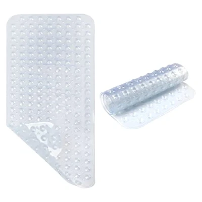 Image of Idyfodol Shower Mat Non Slip Anti Mould With Suction Cup PVC Machine Washable Bath Mats for Inside Outside (PVC, Large Clear) 40 * 100 cm