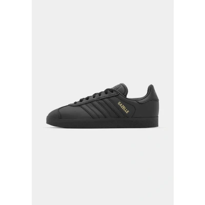 Image of adidas Originals Gazelle Trainers, Size: 4, Core black/gold metallic leather and imitation