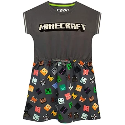 Image of Minecraft Girls Dress Grey Age 11 to 12 Years