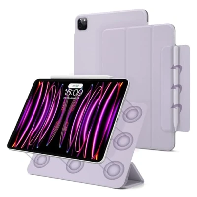 Image of Magnetic Case for iPad Pro 11 Inch 4th/3rd / 2nd Generation(2022/2021/2020),Slim Smart Folio, Lightweight Trifold Stand Case, Auto Sleep/Wake, Support Gen Apple Pencil Charging (Purple)