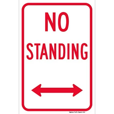 Image of Bioprocess No Standing (with Double Arrow) Sign Funny Metal Plaques and Signs Poster 8X12 Inches