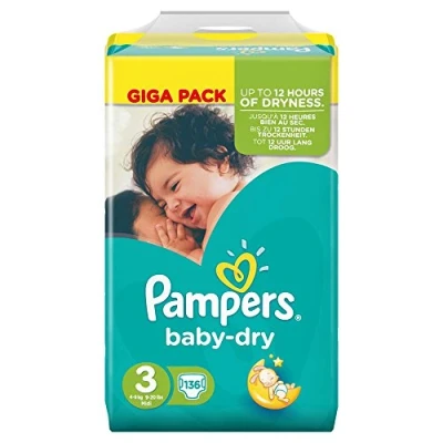 Image of Pampers Baby Dry Size 3 Midi 4 9kg Giga Pack 136 Diapers