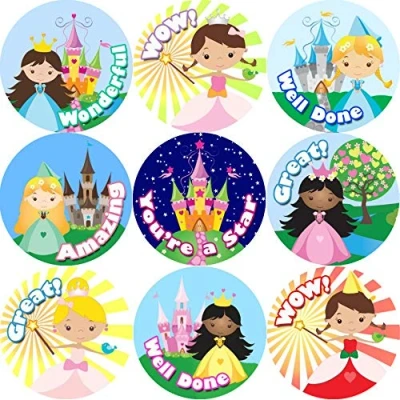 Image of 144 Princess Praise Words 30 mm Reward Stickers for School Teachers, Parents