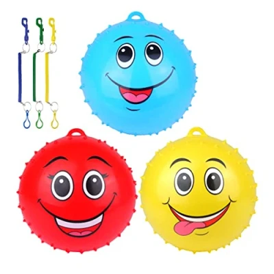 Image of HENBRANDT 23cm Spikey Smiling Face Ball With Hook &amp; Spiral Keyring (Blue)