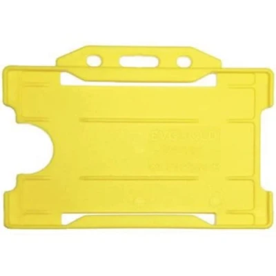 Image of Yellow Recyclable Single Sided Rigid Open Faced ID Card Badge Holders Horizontal/Landscape (CR80 54mm 86mm, Credit Sized) (Yellow)
