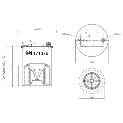 Image of 9603200157, 9603206857, 9603207721, A9603200157, A9603206857 Boot, air suspension FEBI BILSTEIN 171376 Front Axle MERCEDES BENZ: ACTROS MP4 / MP5