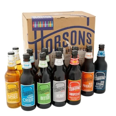 Image of Hobsons Mixed English Real Ale &amp; Beer Gift Set Taster Selection 12 x 500ml Bottle Pack Premium by a Craft UK Brewery