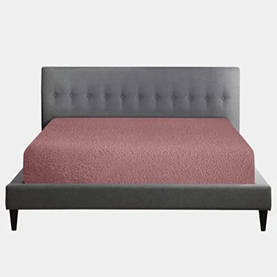 Image of Teddy Fleece Fitted Sheet Single, Super Soft Bottom With Elasticated Corners, Warm &amp; Cozy Polyrster Bed sheets, Pink