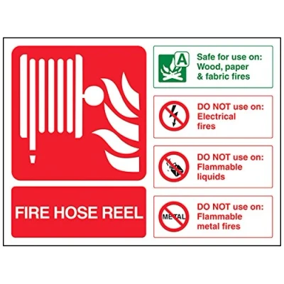 Image of V Safety Fire Hose Reel Id Extinguisher Sign 200mm x 150mm 1mm Rigid Plastic