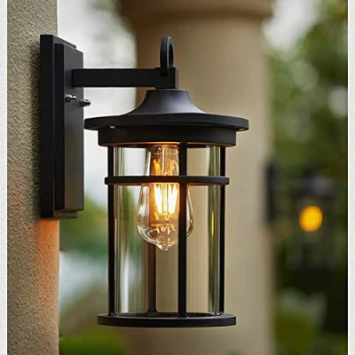 Image of FAZRPIP Outdoor Wall Lantern Waterproof Lighting Exterior Light Fixtures Black Porch Lights Outside Sconces With Clear Glass For Patio Garage Entryway House