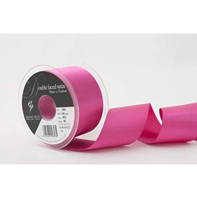 Image of Berisfords Double FACE Poly Satin Ribbon, Fuchsia, 50 mm