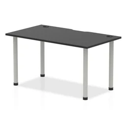 Image of Impulse Black 1400 x 800mm Straight Table CP Silver Leg