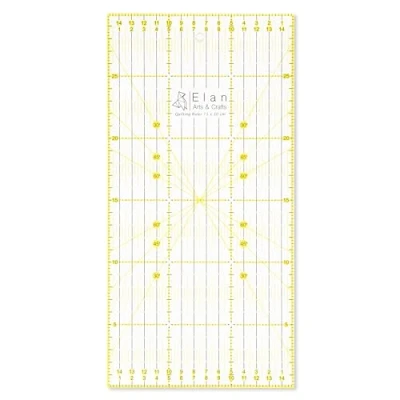 Image of Elan Patchwork Ruler 30 cm x 15 cm, Quilting Rulers, Metric Ruler, Acrylic Sewing for Supplies, Square, Transparent Accessories