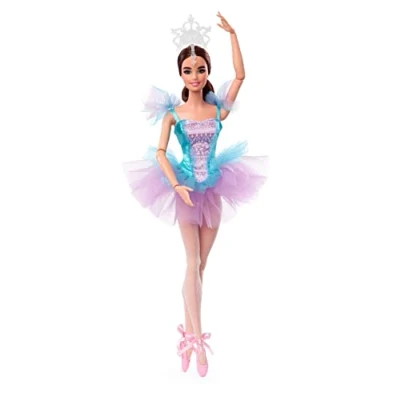 Image of ​Barbie Signature Ballet Wishes Doll (Brunette, 12 in), Posable, Wearing Ballerina Costume, Tutu, Pointe Shoes &amp; Tiara, Gift for 6 Year Olds and Up, HCB87