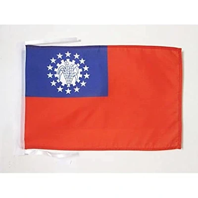 Image of AZ Flag Burma Old 18&#039;&#039; x 12&#039;&#039; 100% Polyester Former Burmese Small Banner with Two Cords Fade Resistant Vivid Colors 18x12 in 45x30 Cm
