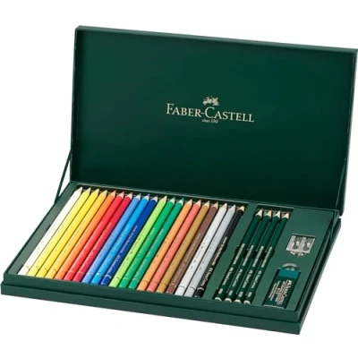 Image of Faber Castell Art &amp; Graphic Polychromos Colour Pencil, Gift Set, Mixed MediaMulticoloured, For Art, Craft, Drawing, Sketching, Home, School, University, Colouring