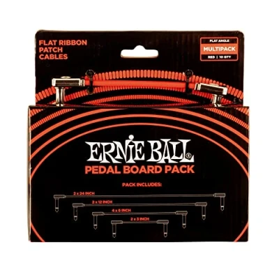 Image of Ernie Ball Flat Ribbon Patch Cables Pedalboard Multi Pack Red