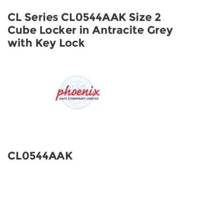 Image of Phoenix Safe Company CL Series Cube Lockers Anthracite Grey Size 2 Locker With Key Lock 520 x 400 400mm CL0544AAK