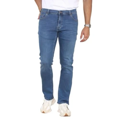 Image of MYT Mens Straight Leg Jeans Regular Fit Denim Pants Trousers Mid Blue 36W x 32L