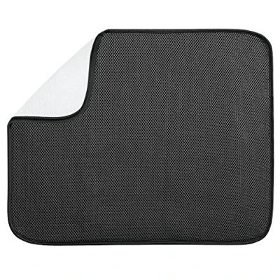 Image of iDesign iDry Kitchen Mat Solid Large, Black/White, Fabric, Medium