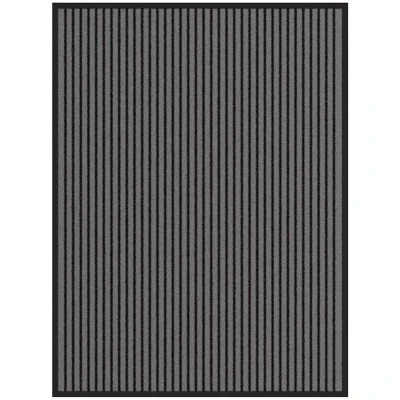 Image of vidaXL Doormat Stripe Black and Grey 90x120 cm