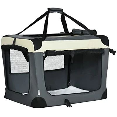 Image of PawHut 70cm Foldable Pet Carrier Bag Soft Travel Dog Crate, Portable Cat w/ Cushion, for Cats and Small Dogs Grey