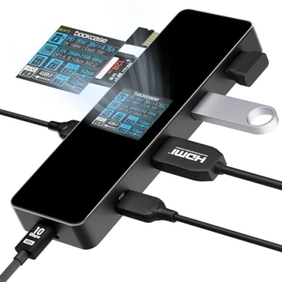Image of DOCKCASE Visual Smart 7 in 1 USB C Hub with 4K@60Hz HDMI, 100W PD Charging, 3 A 5Gbps Data Ports, SD/TF Card Reader, Compatible MacBook, iPad Pro, Dell XPS, and More