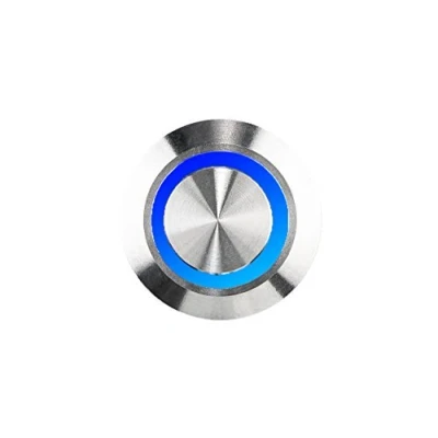 Image of HUBER Stainless Steel LED Bell Push Doorbell Button House Switch, Light Colour Blue, IP65, Round